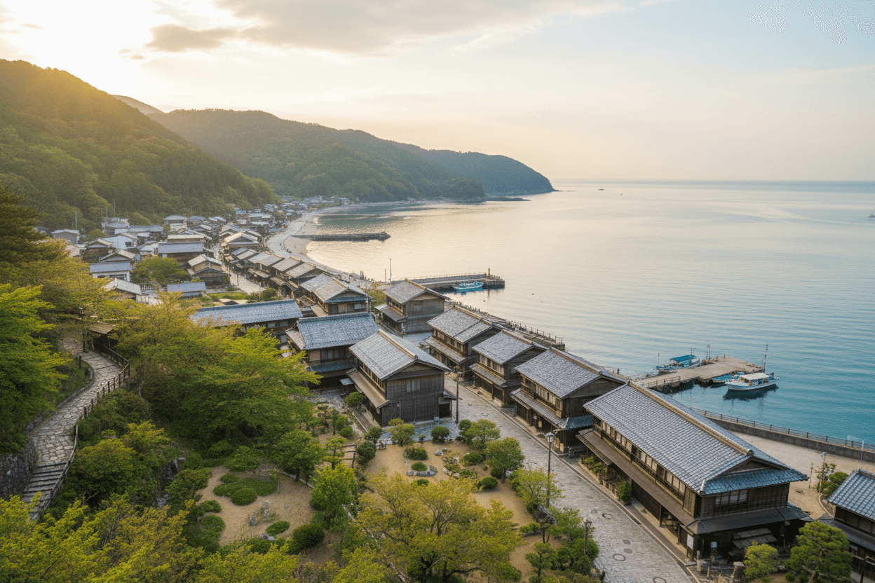 海辺のまちと山並みを望む風景のイメージ